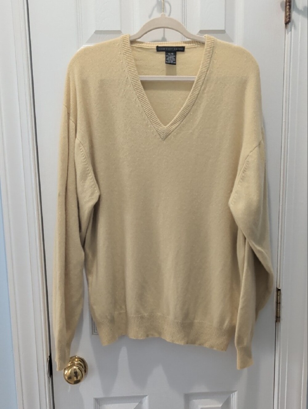 ⚜️ Geoffrey Beene ⚜️ Mens Yellow V-Neck Sweater 100% Cashmere sz XL GUC